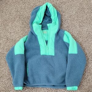 Free People Oversized Fleece Hoodie - Blue and Green